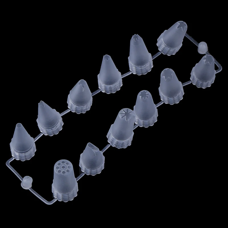 12Pcs/Set Simple Style Plastic Icing Piping Cream Confectionery Nozzle Tips Cake Decor Tools