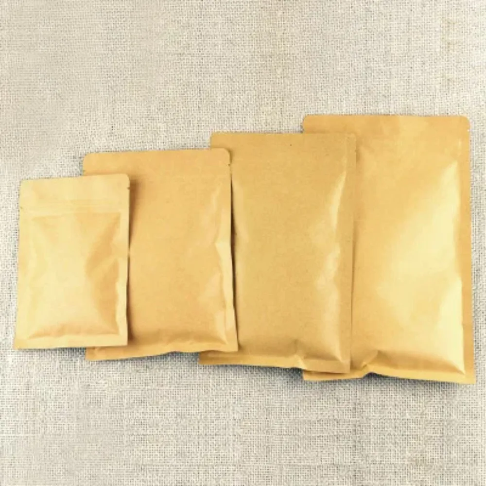 1500pcs 7x10cm Small Kraft Paper Bag Food Packaging Bags Ziplock Coffee Sample Package Bags Brown Kraft Tea Bag