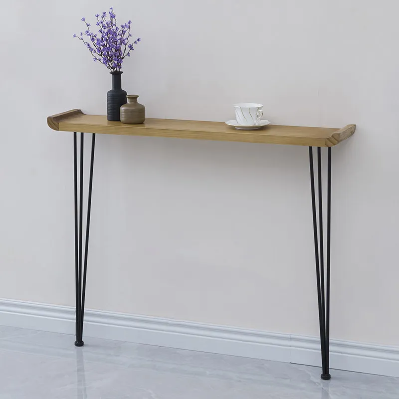 Solid Wood Console Table with Riser Edge, Wall-Mounted Entryway Shelf, Minimalist Long Entryway Table for Home Decor Accent