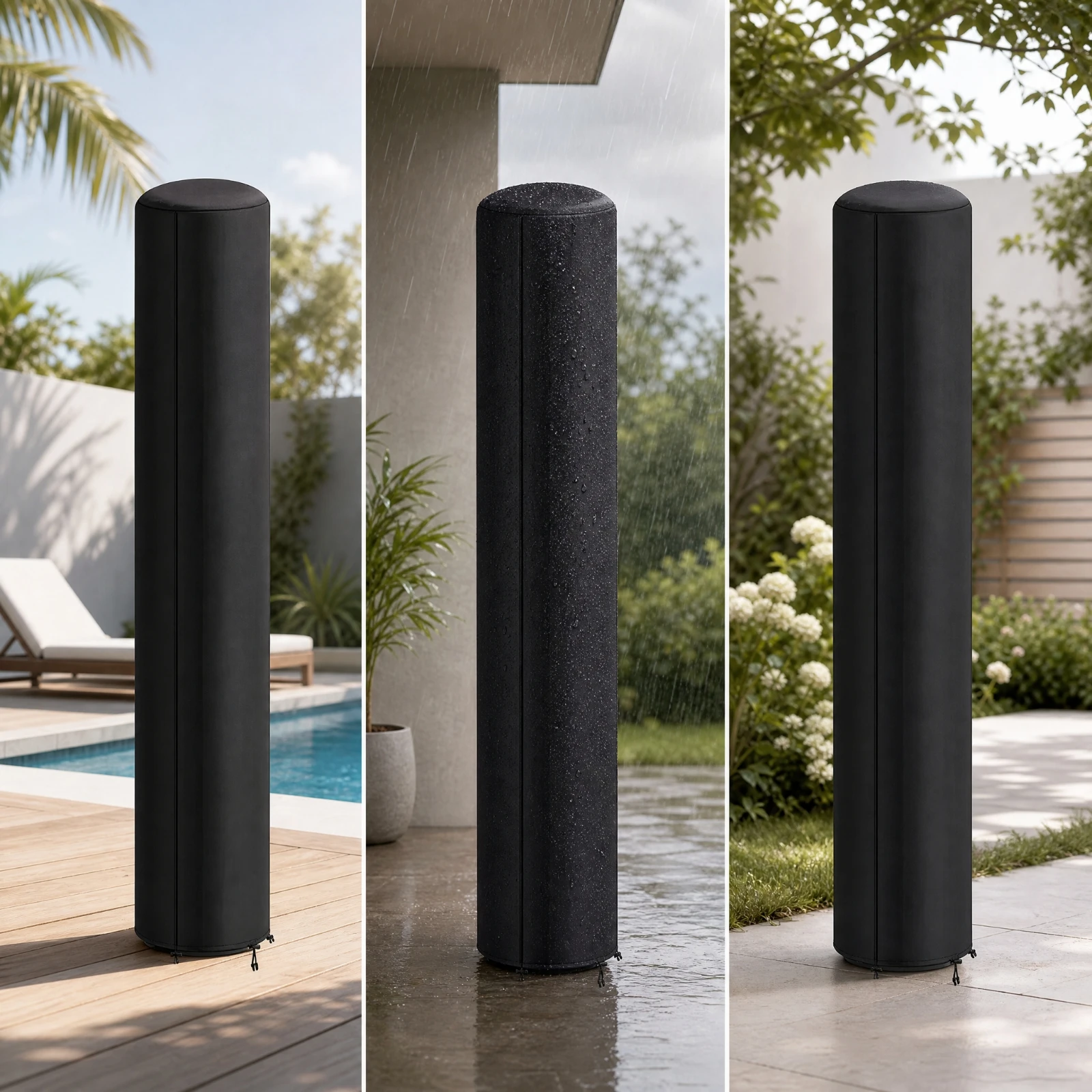 Cylindrical Solar Shower Shielding Cover Weatherproof 210D Oxford Cloth Solar Shower Cover Dustproof Easy to Secure