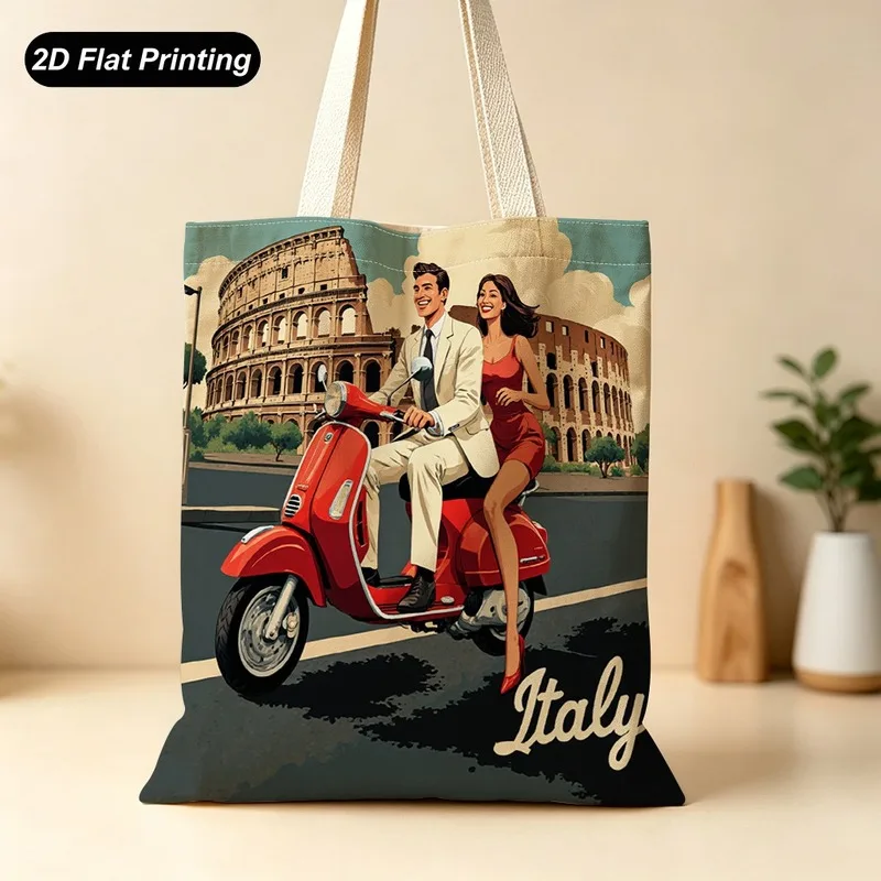 Vintage Italian Roman Style15.7x13.8 Inch Large Capacity Tote Bag Women's Handbag for Shopping Commute Travel Bag As A Gift
