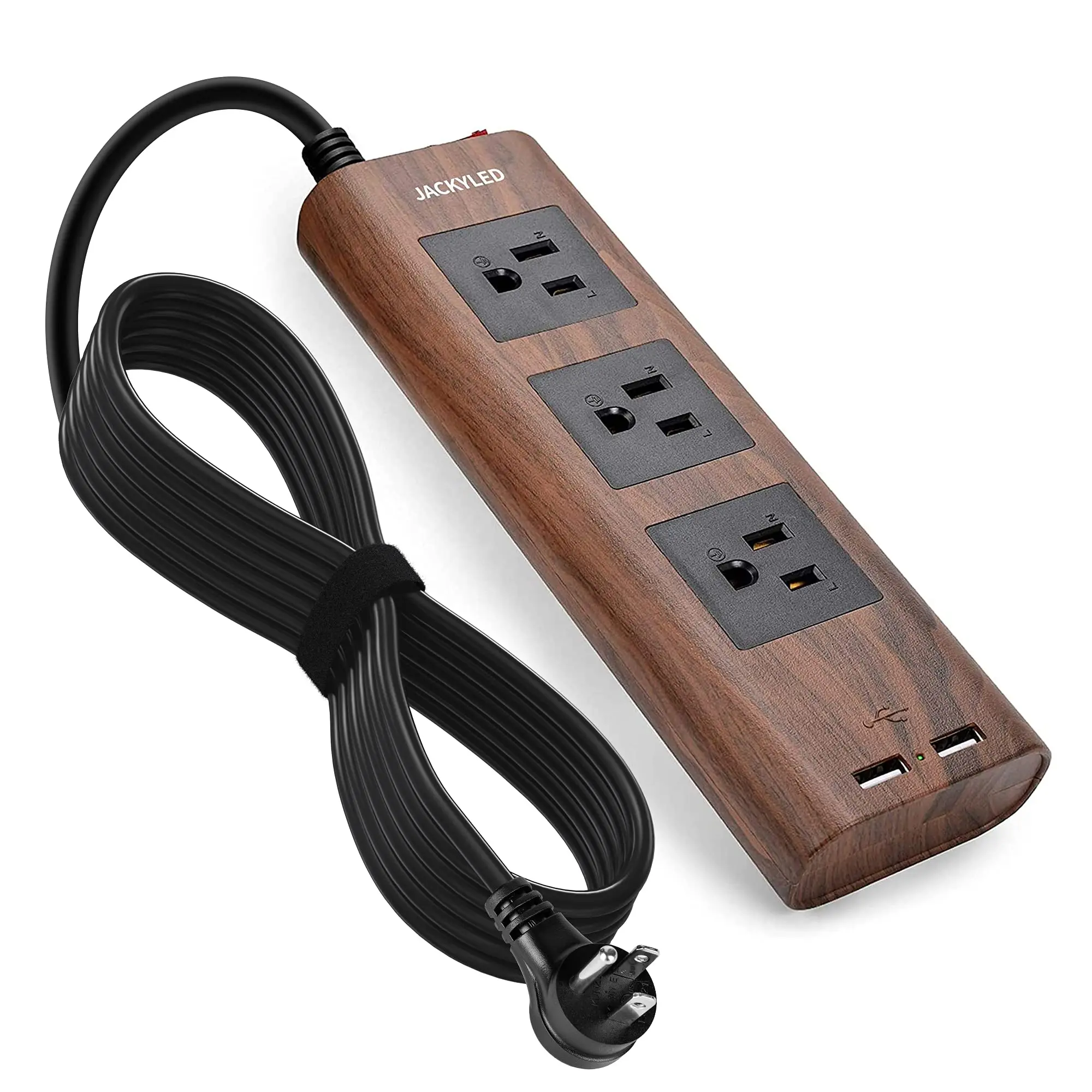 

9.8ft Desktop Power Strip with USB,Flat Plug Vintage Surge Protector 3 Outlets, Fire-Retardant USB Charging Station