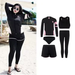 Diving Suit Women's Rash Guards Plus Size Five-Piece Set Long Sleeved Trousers Sunscreen Thin Jellyfish Swimming Clothes
