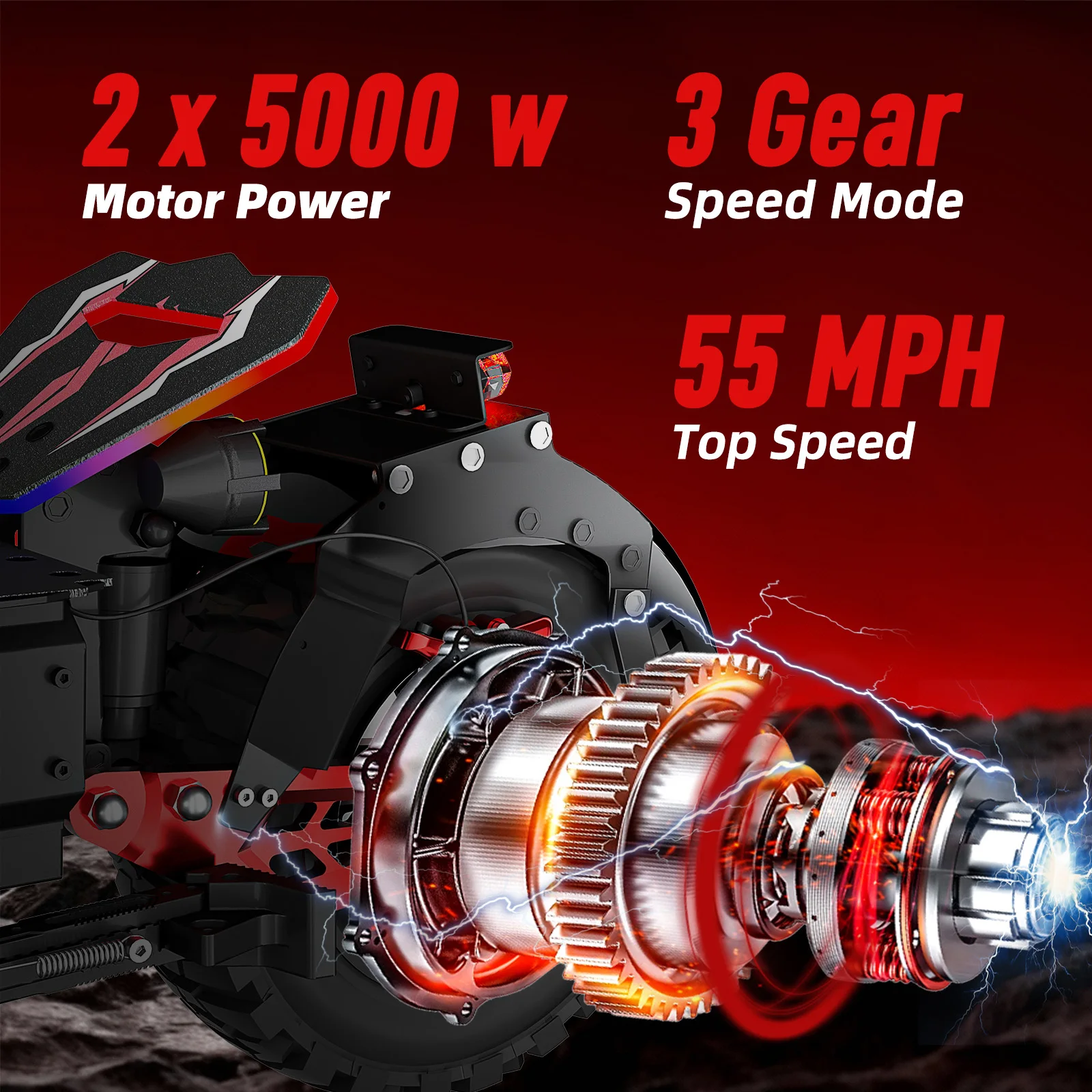 JUNLING JL86 10000 واط سكوتر كهربائي مزدوج للطرق الوعرة للبالغين مع سرعة 55 ميلا في الساعة نطاق 75 ميل #3