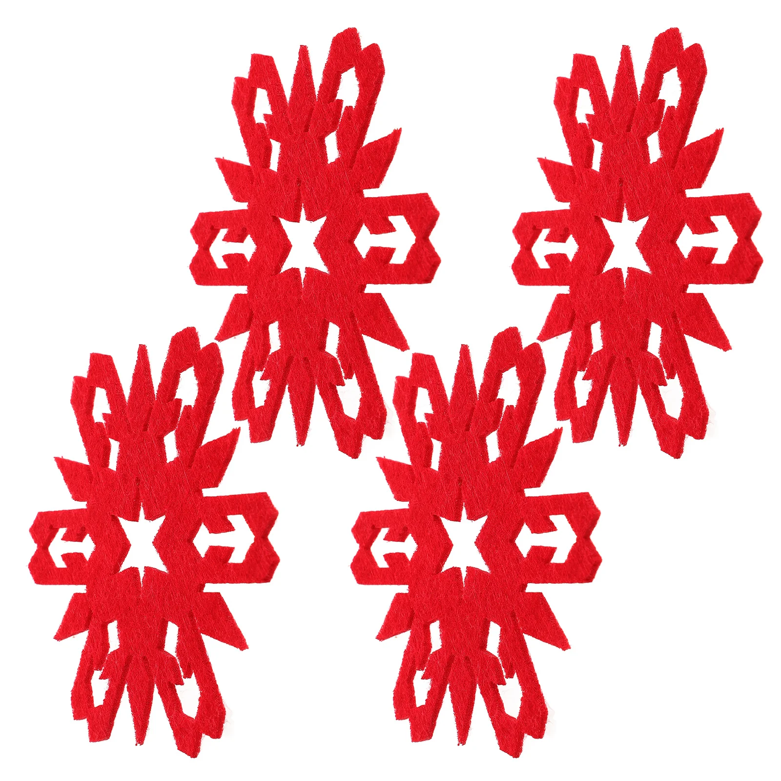 

4Pcs Christmas Snowflake Cloth Coasters Nonslip Heat Insulated Cup Mat Snowflake Table Mats Xmas Party Table Decoration