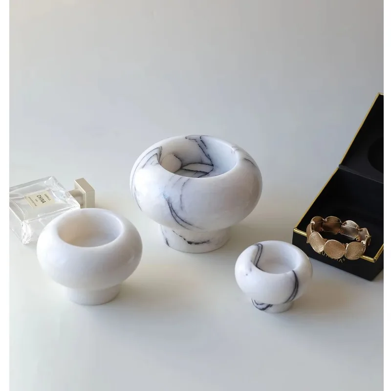 Light Luxury Modern Natural Lilac Marble Candlestick Hotel Durable Creative Decorative Ornament