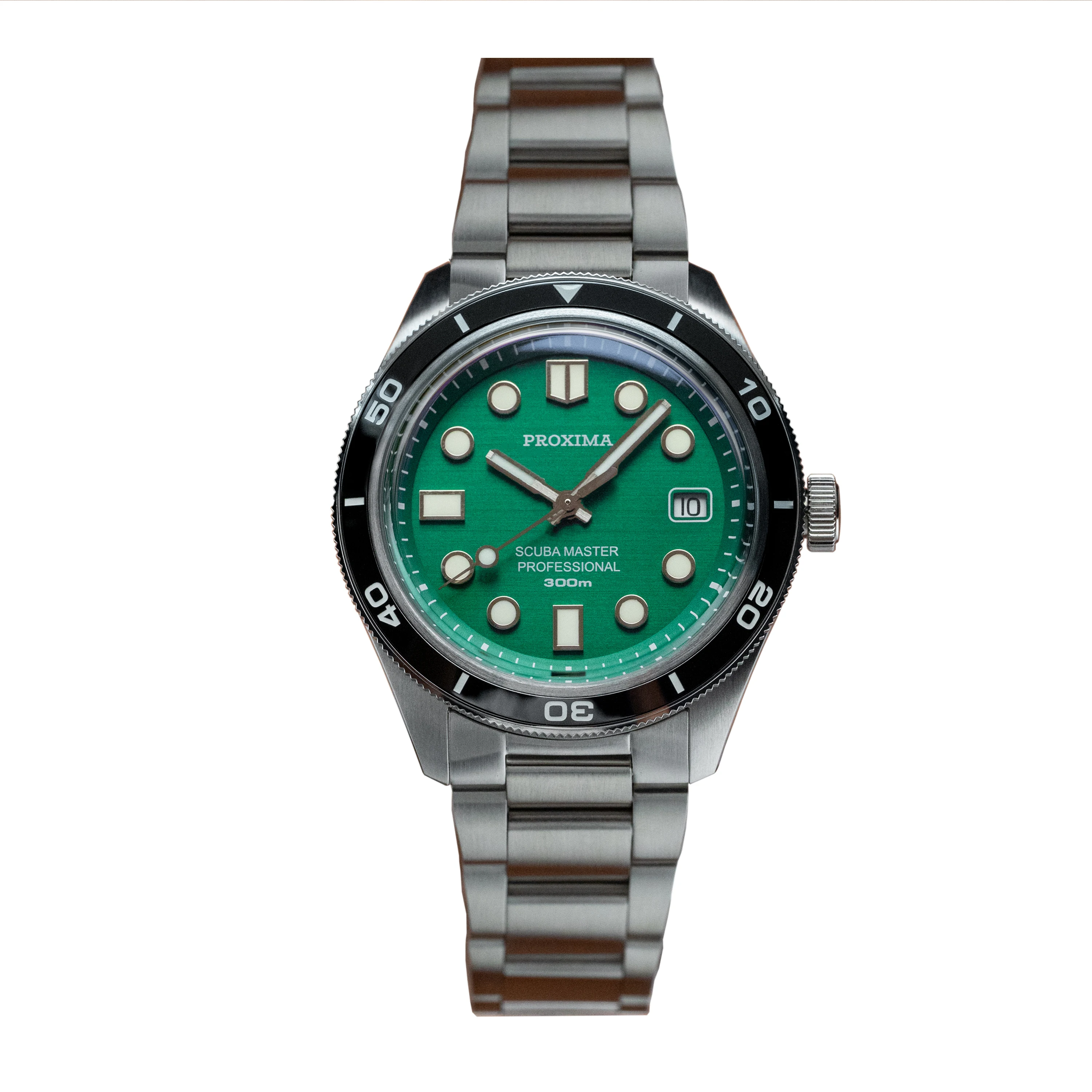 Proxima Men Automatic Watch Mechanical Wristwatch Diver 300m Waterproof BGW-9 Luminous Sapphire Ceramic Bezel PT5000 SW200 Green