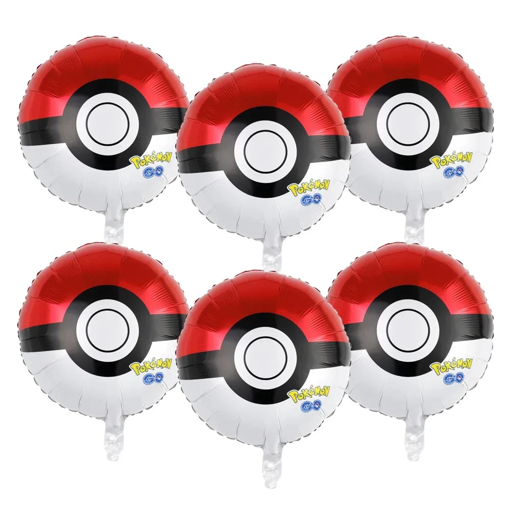 6-teiliges Cartoon-Pikachu-Geburtstagsparty-Ballonset Poke Ball Folienballons Deko-Zubehör für Babyparty Kinder Jungen Spielzeug Geschenke