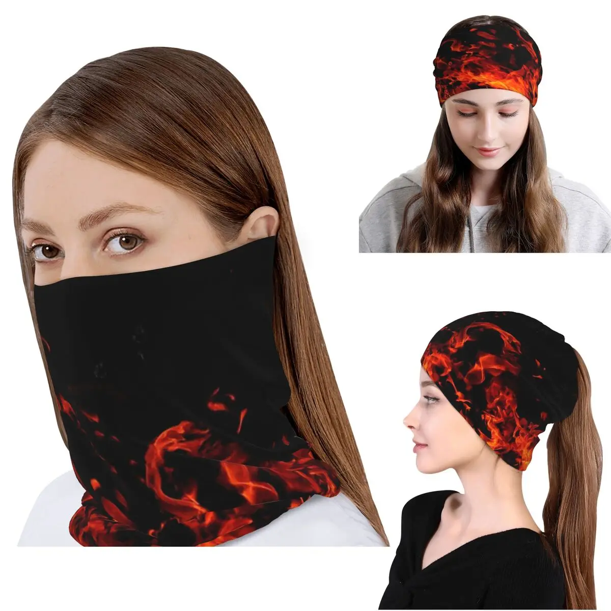 Flame Patterns Of Fury Bandana Neck Gaiter Face Scarf Multifunction Face Mask Beanies Hat for Men Women Adult Breathable