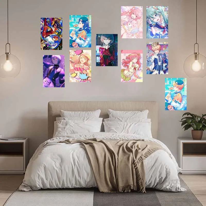 10/30 قطعة PJSK مشروع Sekai المشارك بطاقات مجموعة DIY بها بنفسك المنزل النوم الديكور جدارية يطبع جدار الكولاج عدة المراهقين الهدايا