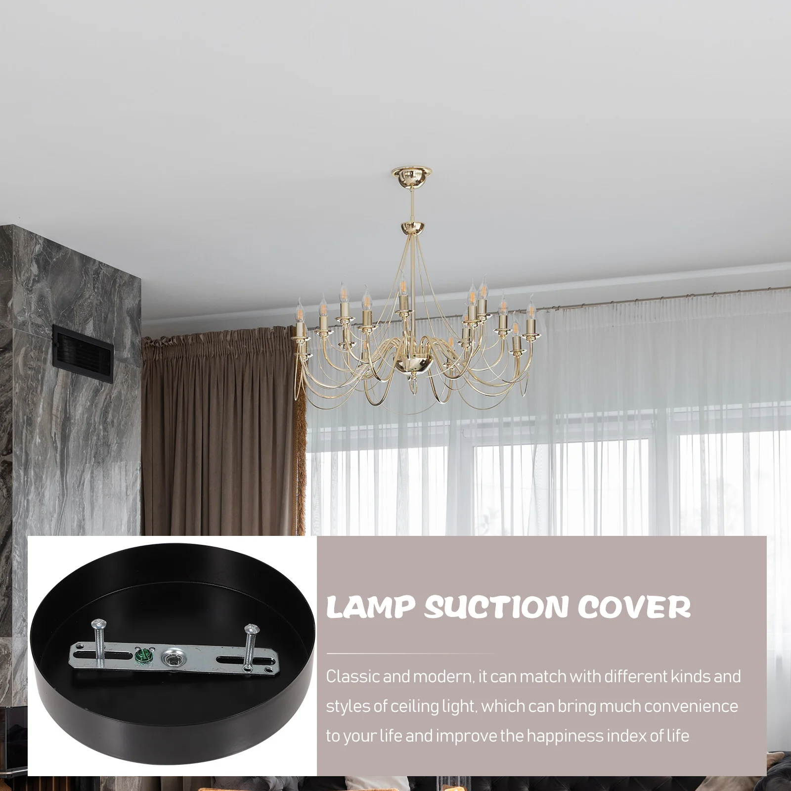 

Iron Ch Canopy Kit Modern Lighting Fixture Mounting Bracket Pendant Cover Plate Ceiling Accessories Long Service Life