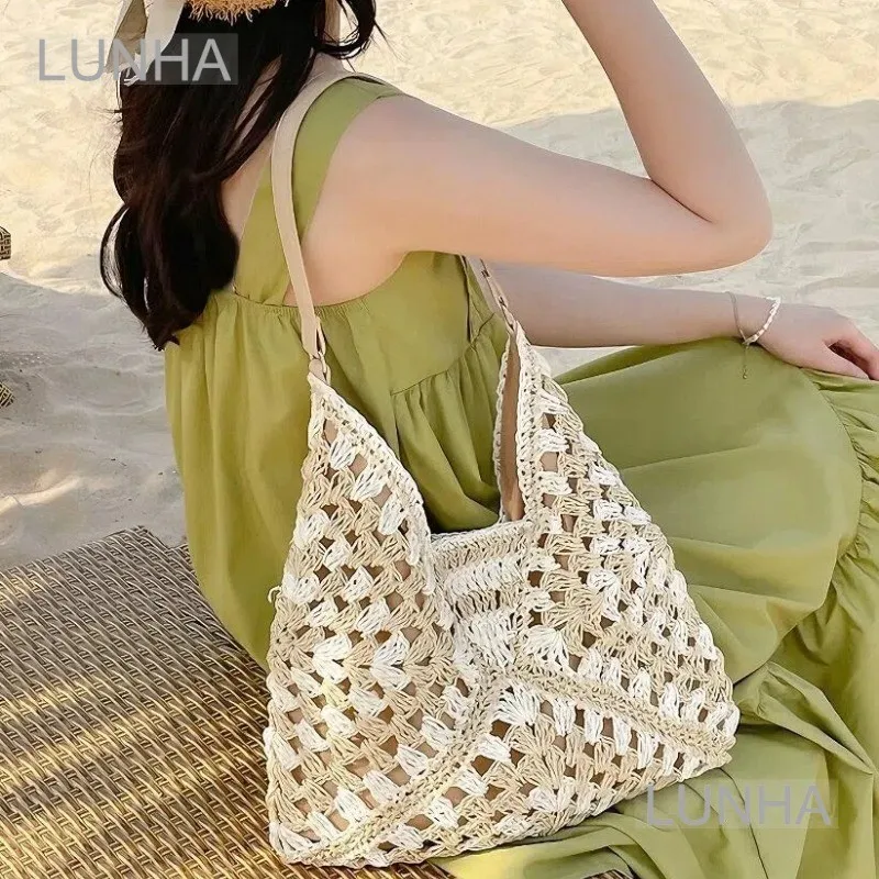

Shoulder Bag Women's 2025 New Summer Large Capacity Handwoven Bag Tote Bag Seaside Resort Beach Bag