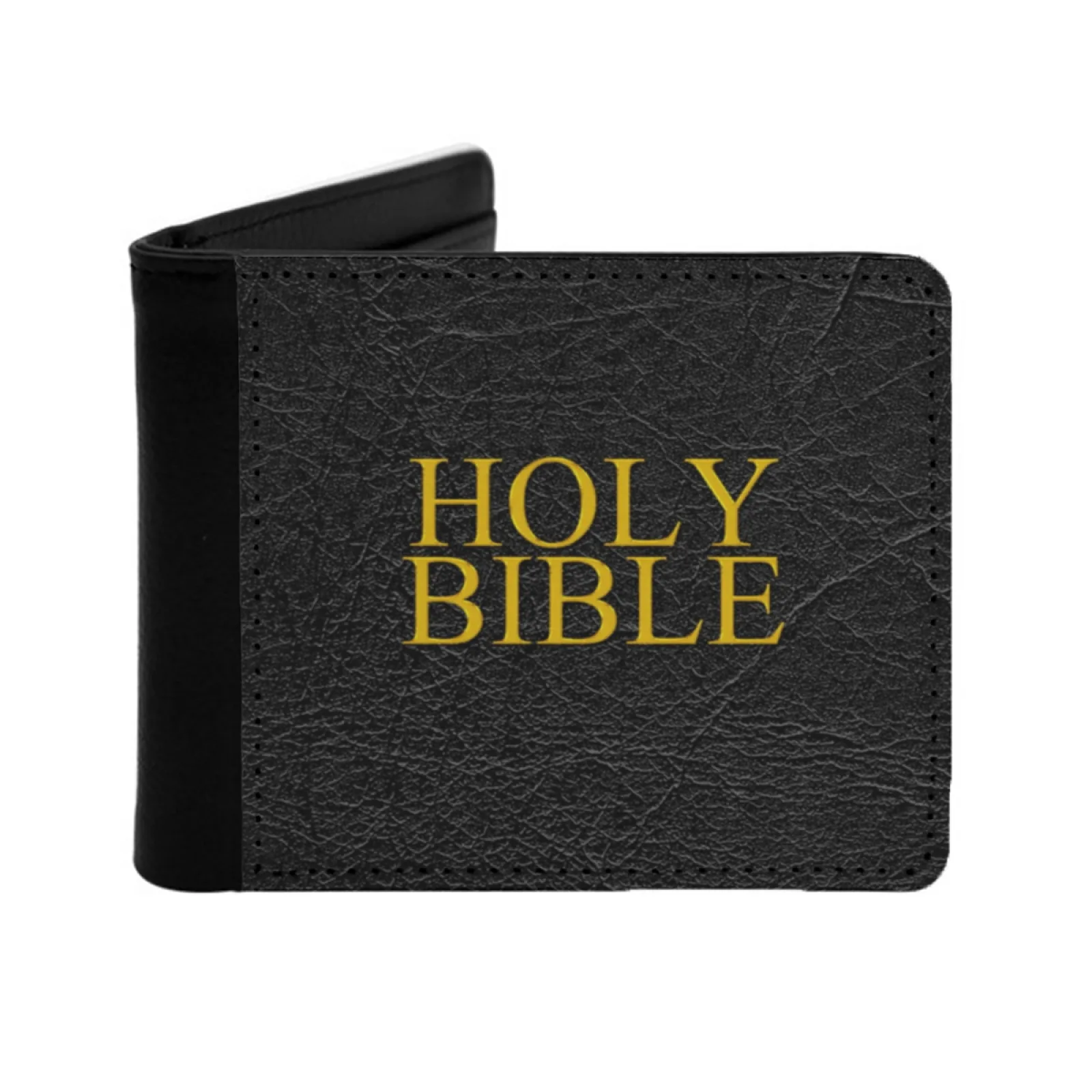 

Holy Bible I Personalized Men's Leather Wallet Card Money Bag Pu Leather Wallet Bible God Jesus Read Book Leather Black Gold
