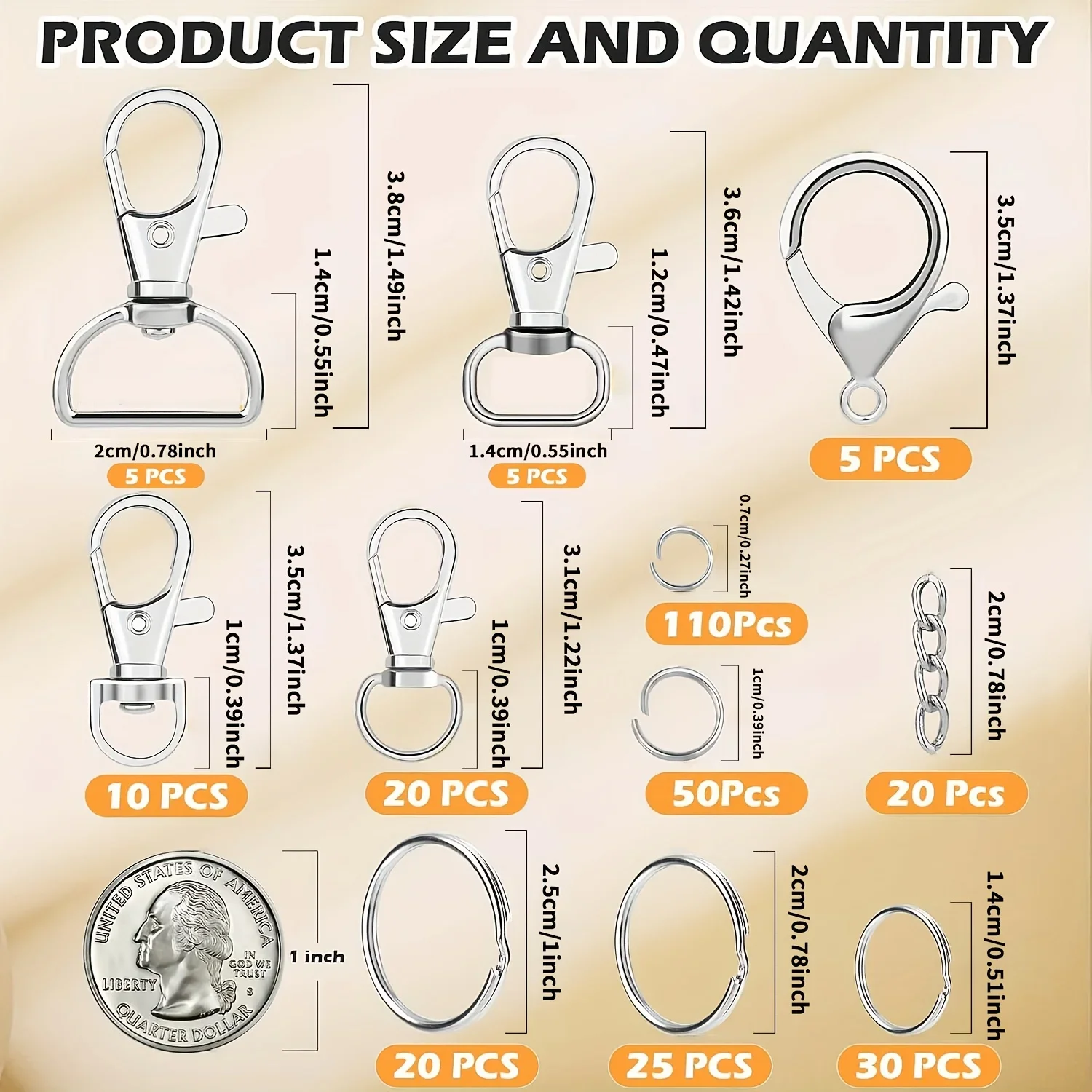 1box Keychain Making Kit Keychain Clip Sling Quick Release Hook and Jump Keychain for Making Keychains Wallets and Sling