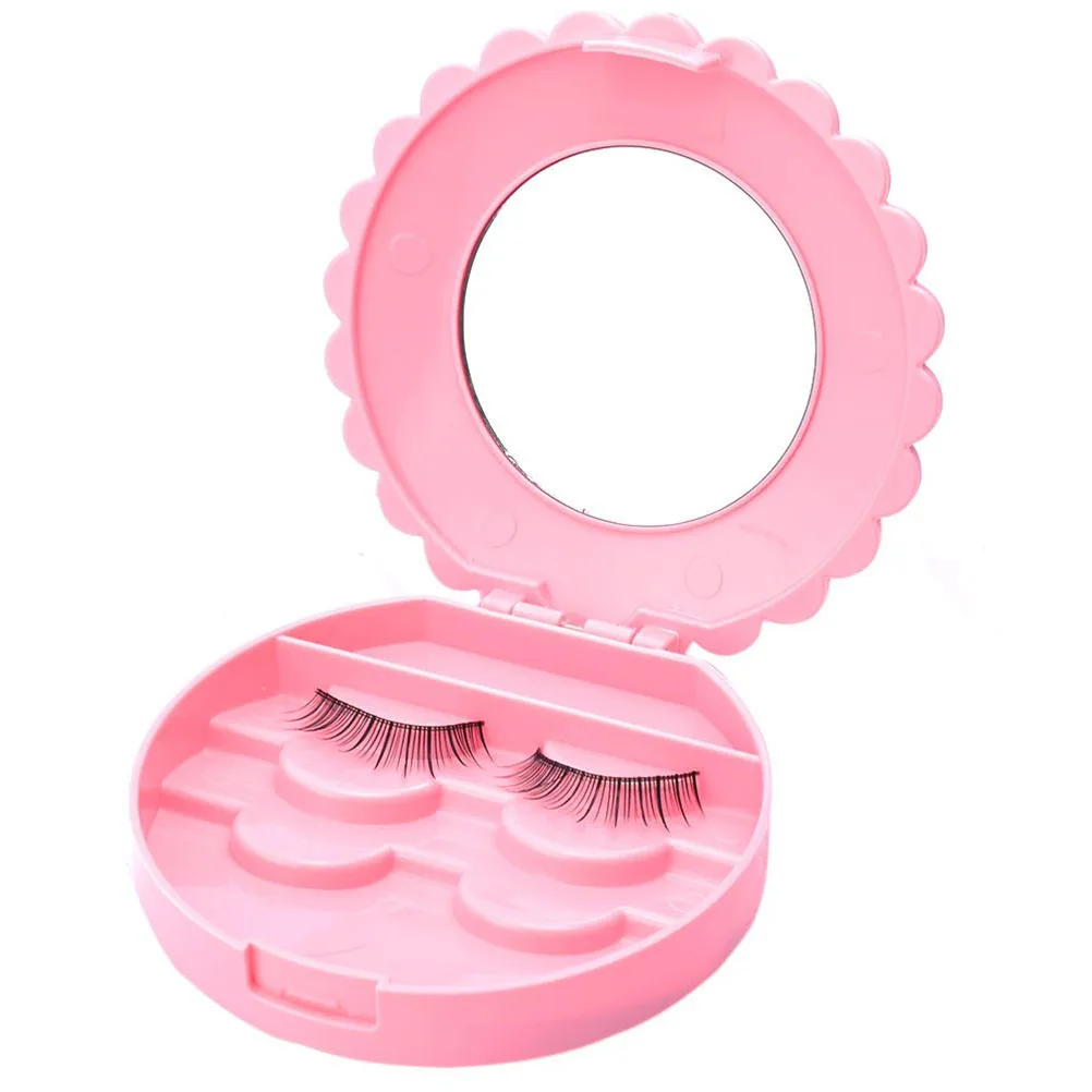 

1Pcs Plastic False Eyelash Case Bowknot Design Portable Storage Box Eyelash Organizer Makeup Mirror Holder