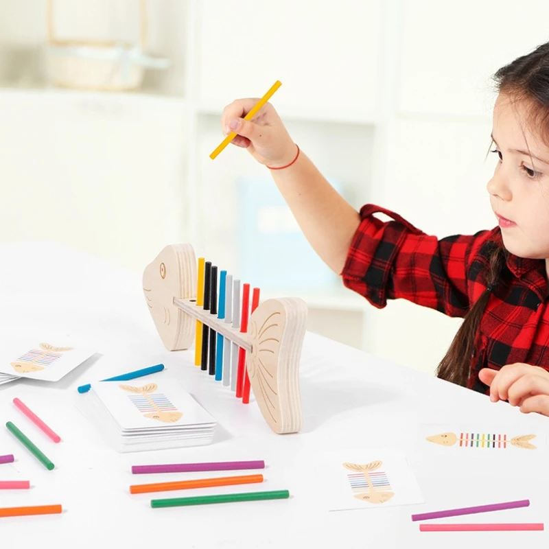 Early Education Childrens Concentration Training Fishbone Matching Educational Kids Wooden Toys for Kids 2 To 4 Years Old Gifts