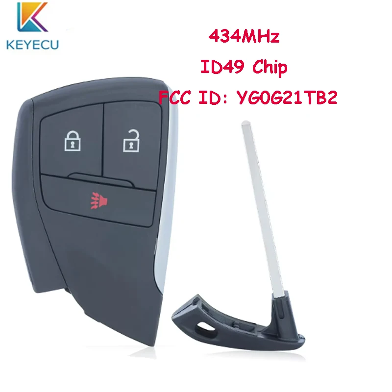 

KEYECU Smart Remote Car Key Fob for Chevrolet Suburban Tahoe GMC Yukon 2021 2022 2023 434MHz ID49 Chip FCC ID: YG0G21TB2 3B