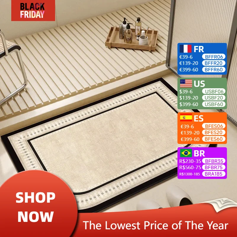 Bathroom Carpet Water-absorbent Toilet Non-slip Floor Mats Soft Diatom Mud Absorbent Doormat Home Decoration Bath Mat 욕실 미끄럼방지