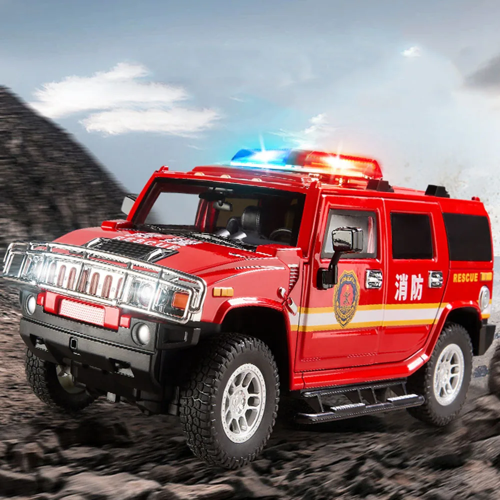 1:18 HUMMER H2 Zabawki Modele Samochodów Alloy Diecast Miniaturowe Pojazdy 6-drzwiowe Otwarte Dźwięk Światło Pociągnij Modele Dzieci Kolekcje Prezent