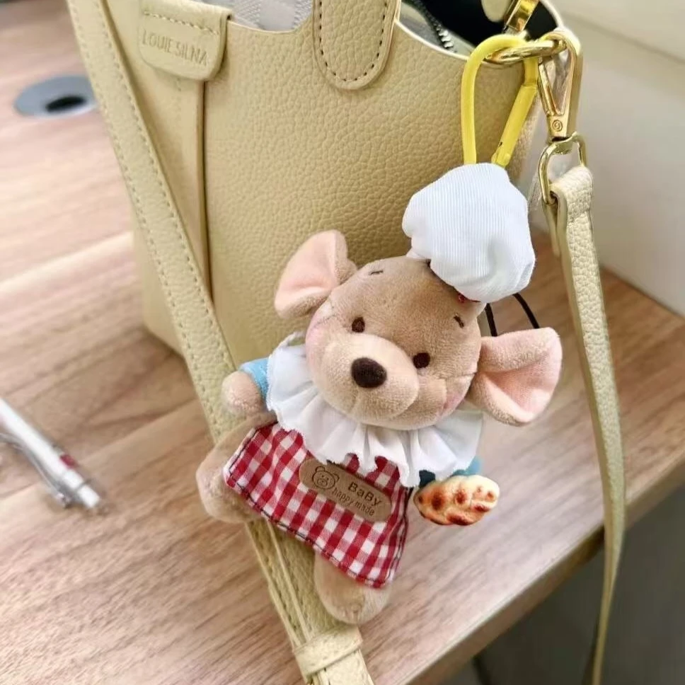 ديزني ويني ذا بوه رو الكنغر أفخم محشوة المفاتيح Kawaii الشيف الزي ظهره سستة ديكور دمية قلادة هدايا عيد الميلاد