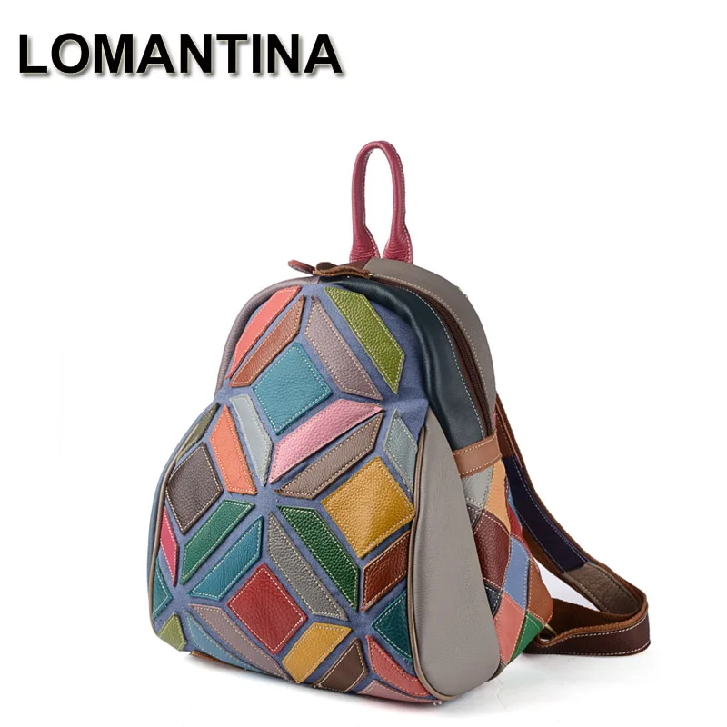 LOMANTINA Women's Real Leather Backpack Female School Bags for Girls Backpacks for Women Travelling Dayback School Backpack