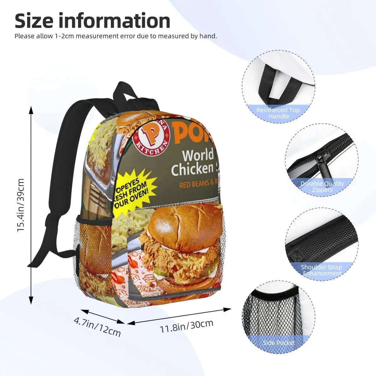 حقيبة ظهر كلاسيكية للعشاء من Popeyes للطلاب والأولاد والبنات حقيبة كتب للأطفال حقيبة مدرسية للكمبيوتر المحمول للرجال والنساء