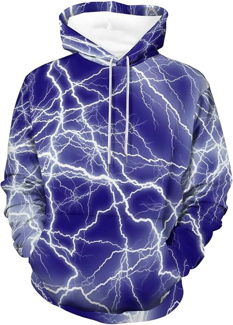 

Y2K Fashion 3D Printed Hooded Sweatshirt Men Lightning Graphic Long Sleeve Unisex Personality Pullover Sweatshirt Men Streetwear
