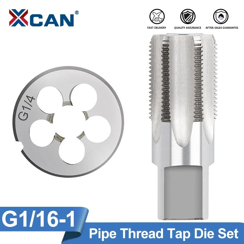 XCAN Tap Die Set Alloy Steel Pipe Tap and Die Right Hand Screw Thread Cutting Tools G1/16 1/8 1/4 3/8 1/2 5/8 3/4 7/8 1 2