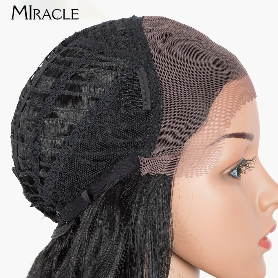 MIRACLE-Peluca de encaje frontal 13x4 para mujer, pelo ondulado de 24 pulgadas, sintético, uso diario, Cosplay, pelo falso