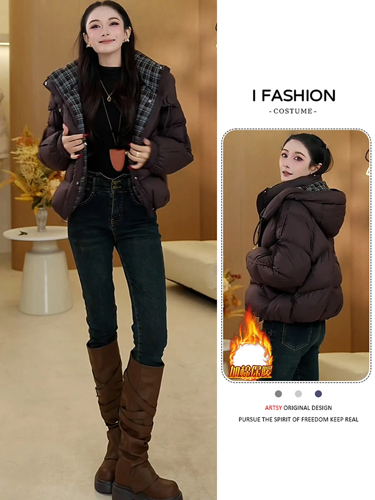 Damska kurtka puchowa z bawełny Jaet Thiened, codzienna, luźna, uniwersalna, zimowa, nowa, elegancka, wysokiej jakości, bawełniana odzież, ciepła, ze stójką.