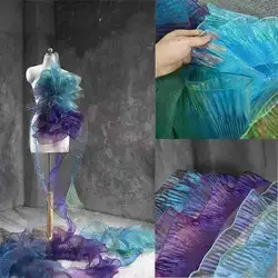 Mermaid transparent ruffles three-dimensional fold large lace magic color gradual organza fabric accessories