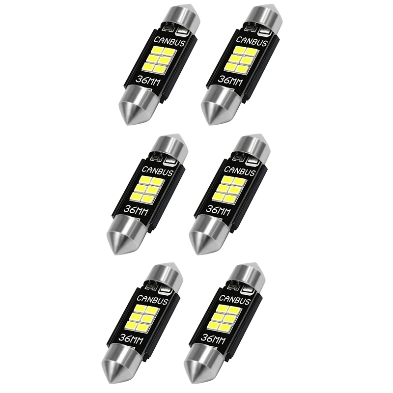 6X Extremely Bright 400 Lumens 3020 Chipset Canbus Error Free LED Bulbs For Interior Car Lights License Plate