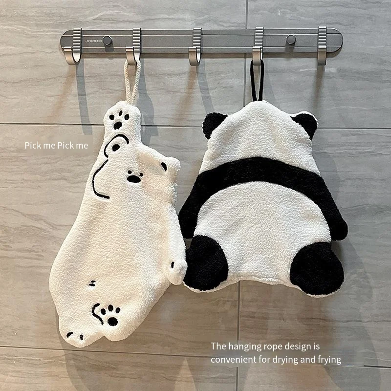 Hand Towel Cute Baby Soft Plush Bath Towel Baby Nursery Hand Towel Cartoon Animal Wipe Hanging Bathing Towel Baby Accessories