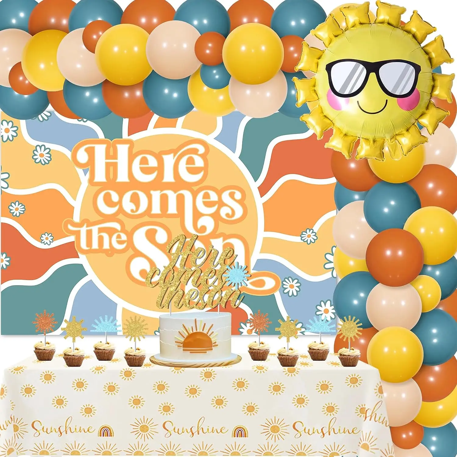 

Vintage Boho Sunshine Balloon Garland Kit, Here Comes The Son, Baby Shower Decoration, Backdrop