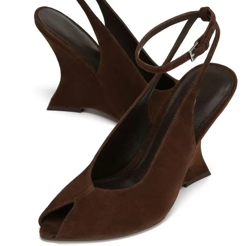 European-and-American-Trendy-Niche-Brand,special-shaped-High-heeled-Fish-Mouth-Sandals,-Women's-Single-Buckle-with-Banquet-Shoes
