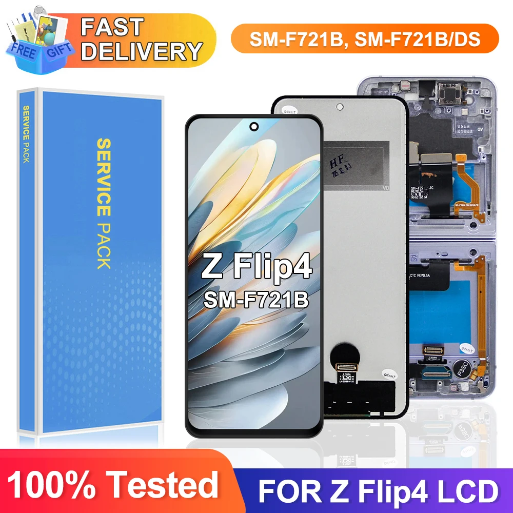 tft-for-samsung-z-flip-4-5g-f721-f721b-f721w-display-with-frame-lcd-touch-screen-digitizer-assembly-replacement-repair-parts