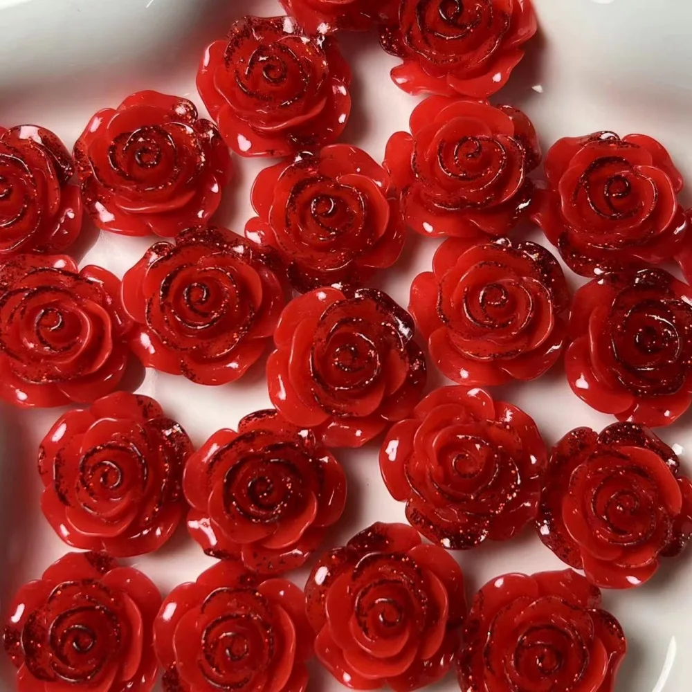 10Pcs 18mm Rose Flower Resin Accessories Cabochon Earring Hair Clip Scrapbooking Supplies DIY Jewelry Crafts Decor Accessories