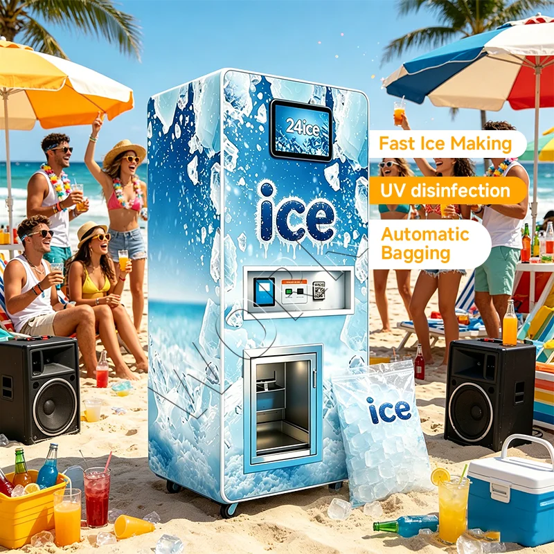 Newly Designed Unmanned Self-service RO Water Treatment Ice Vending Machine Ice Dispenser for Gas Station