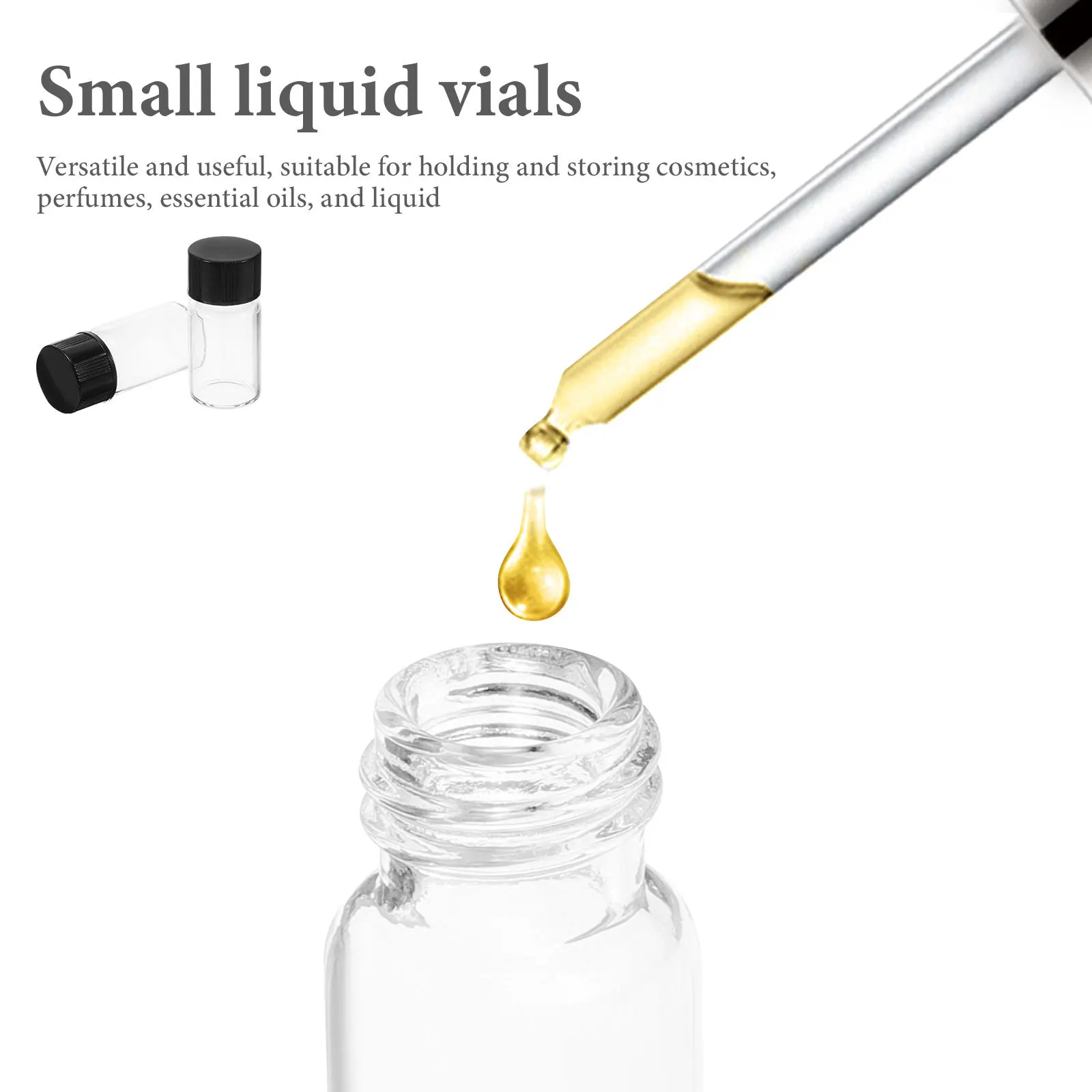 

10 Pcs Small Clear Liquid Vial Lab Sample Bottle Caps Glassware Leak-proof Vials