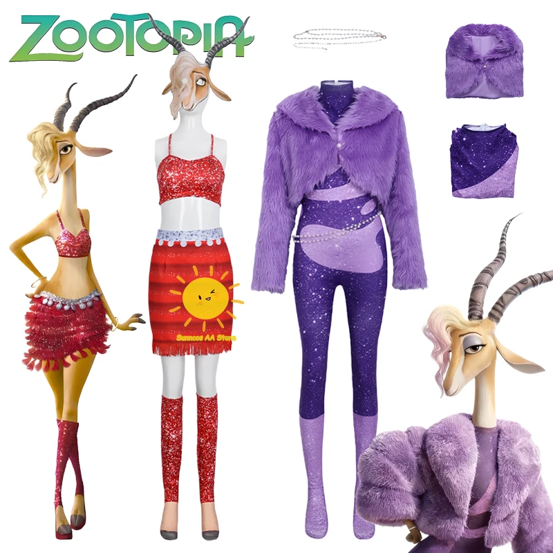 Beast Kingdom Zootopia 2 Cosplay Gazelle Costumi Cosplay Gilet Gonna Tuta Gazelle Sutis Carnevale di Halloween Cos Donne adulte