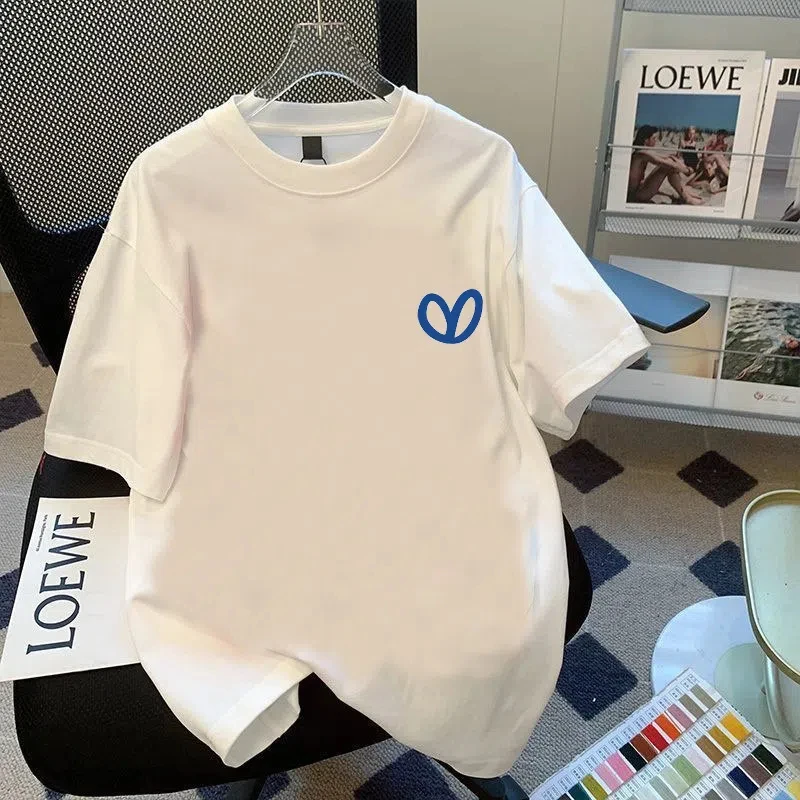 

Белая женская Свободная футболка с коротким рукавом и принтом Love, новинка 2024, трендовая летняя футболка с круглым вырезом, Топ