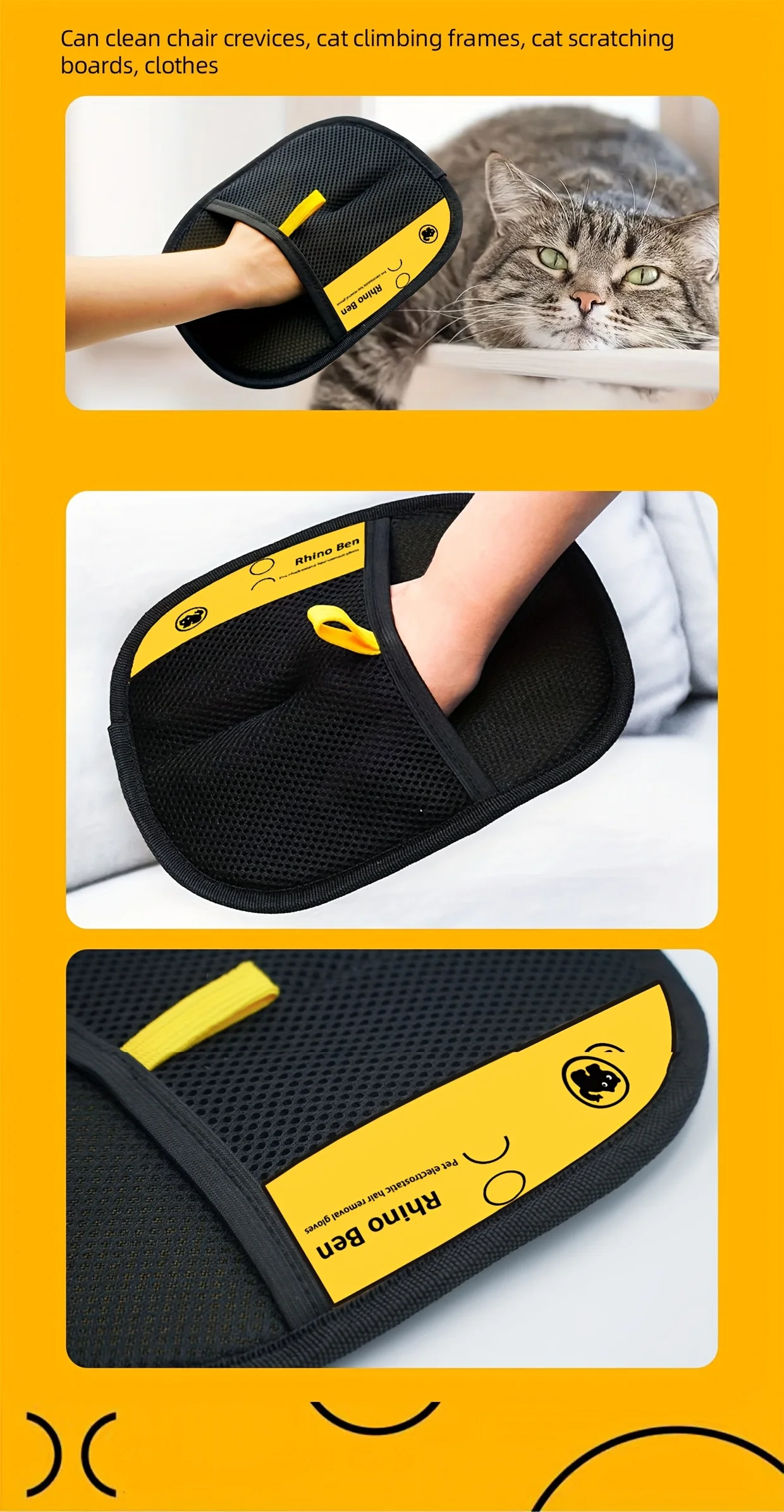 Wiederverwendbare Tierhaarentfernungshandschuhe – Waschbares Upgrade-Modell für große Flächen: Pflege, Schönheit, Teppich, Hund, Katze, Fell, Sofa, Stoff – Detail 7
