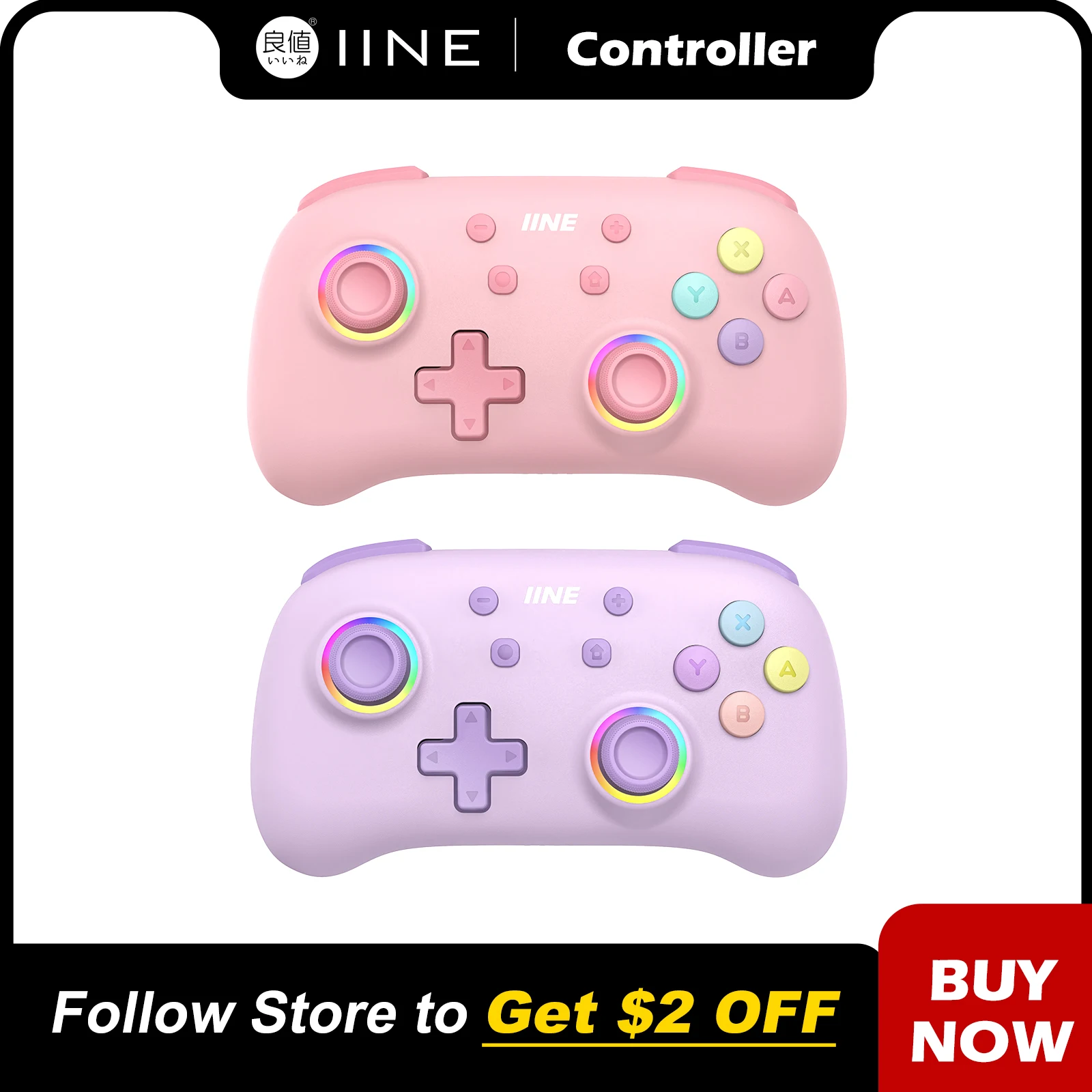 IINE Candy Pop Mini Controller Support NFC Function Turbo&Macro Function Compatible with Switch/PC/Android/IOS