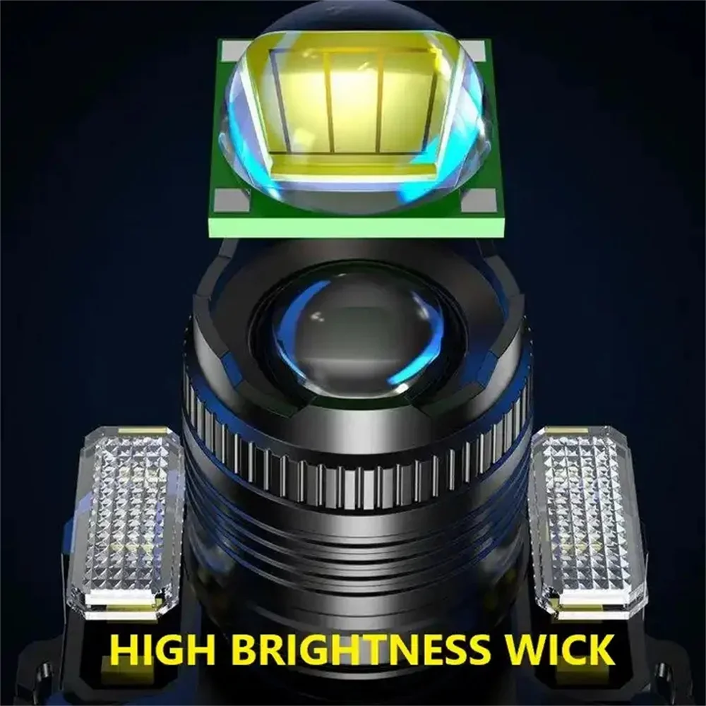 Zoomable LED Headlamp Usb Rechargeable Headlight Motion Sensor Waterproof Head Lamp Headlight Emergency Headlamp Head Work Light