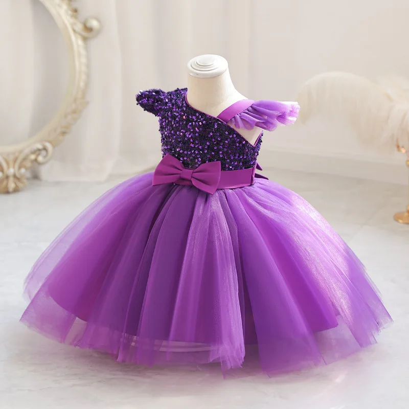 Robe d'été pour bébé fille, robe à fleurs violettes pour mariage, vert, fête d'anniversaire, 1, 2, 3, 4, 5 ans, rose