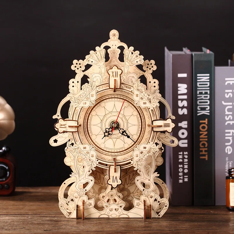 Creative Mechanical Retro Wall Clock 3D Wooden Puzzle Model Building Kit Assembly Toys Handmade Crafts Adults Gift Home Decor