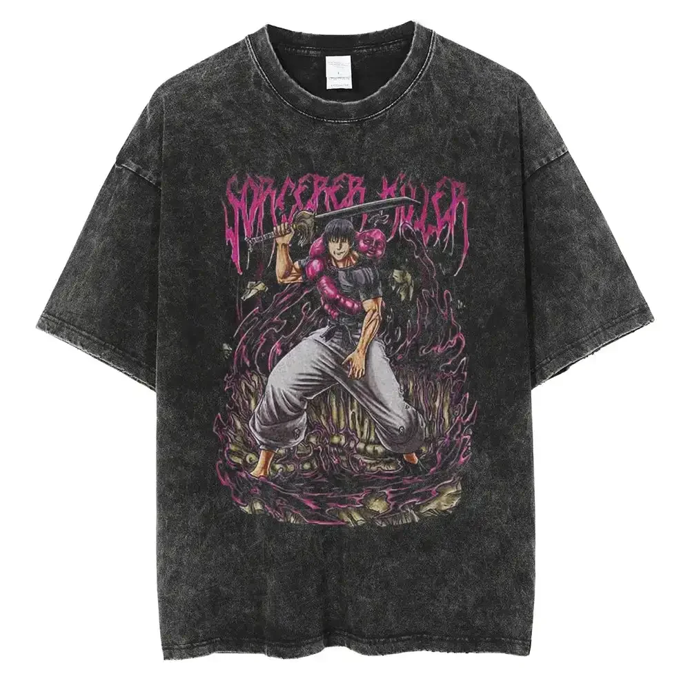 Jujutsu Kaisen Anime giapponese Fushiguro Divine Dogs T-shirt da uomo in puro cotone di alta qualità per il tempo libero Sport Harajuku Y2K Estate