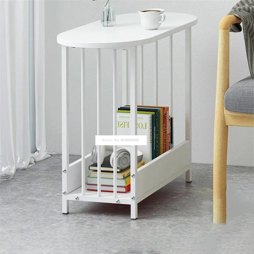 

E5009 Living Room Modern End Table Manmade Board Steel Pipe Foot Tea Table Small Apartment Side Table Creative Coffee Table