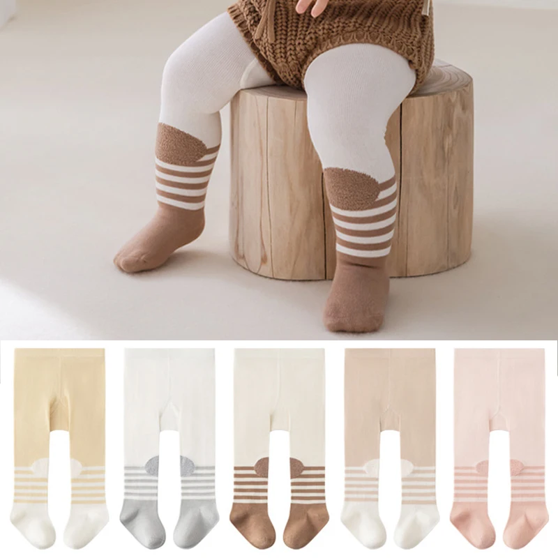 Cute Striped Baby Tights Cotton Infant Pantyhose Newborn Knee High Leggings Spring Autumn Kids Stocking for Baby Girls Boys