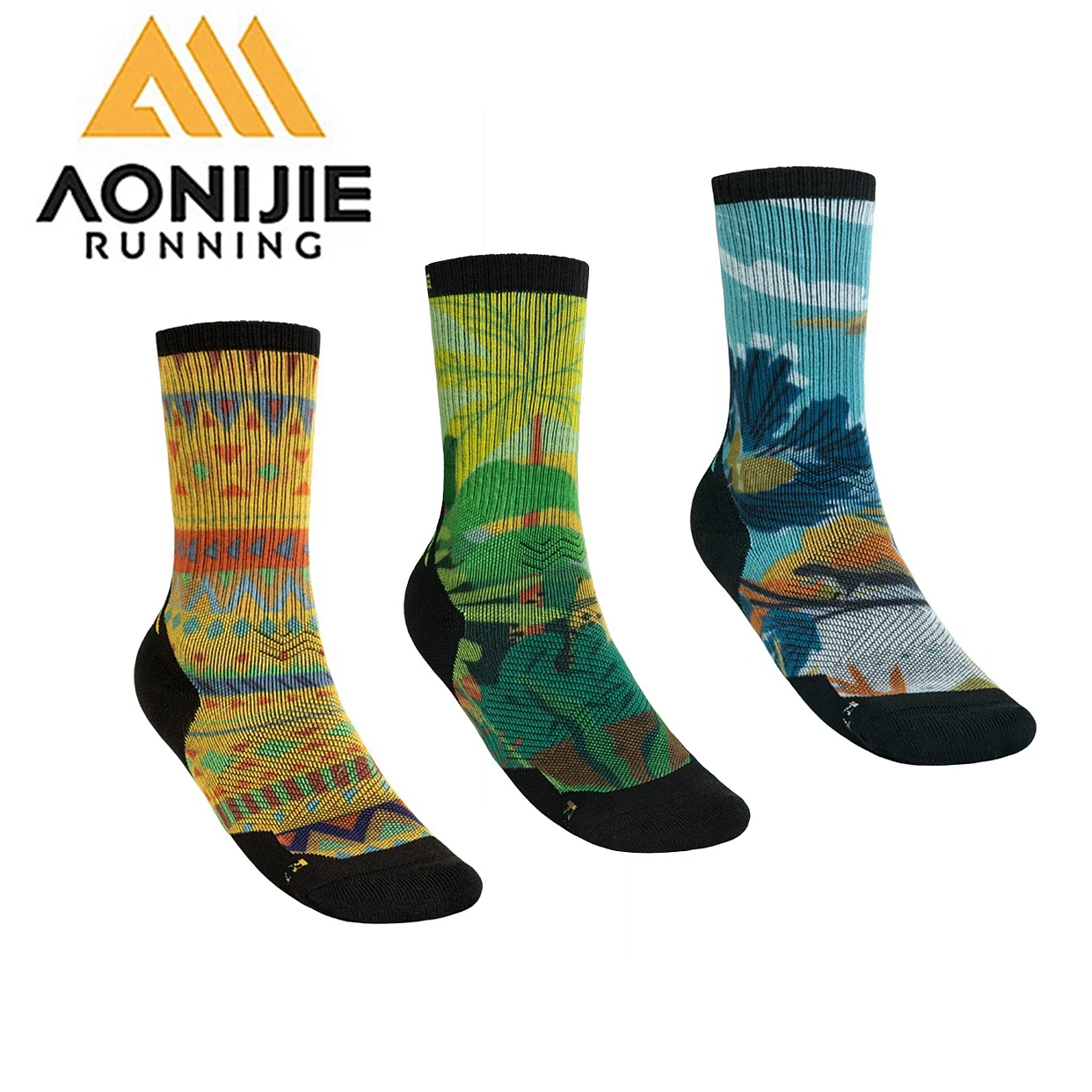 AONIJIE Outdoor Wool Crew Socks Medium Length Warm and Breathable Running Socks Mountaineering Camping Hiking E4847